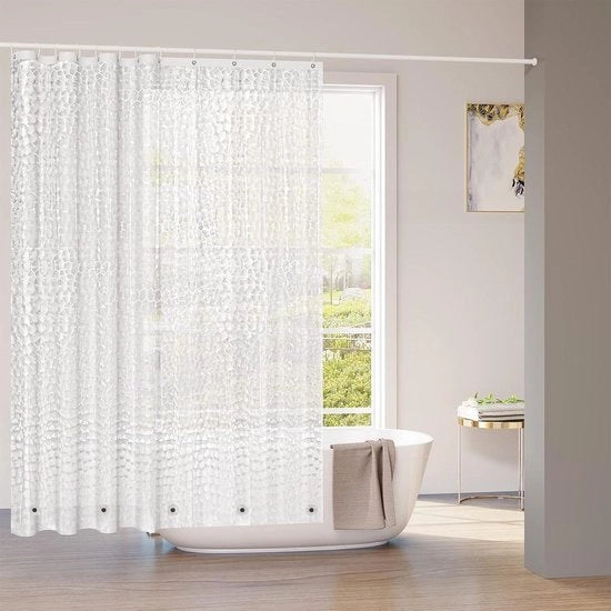 Gordino per doccia e bagno 120 x 180 cm impermeabile e antimuffa con magneti a peso - semi-trasparente EVA - 02 mm - disegno 3D - per doccia e bagno