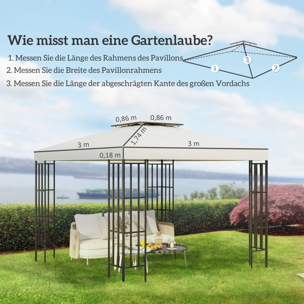 Tetto di ricambio per gazebo 3x3m ¨C zephmum ¨C crema, poliestere, impermeabile