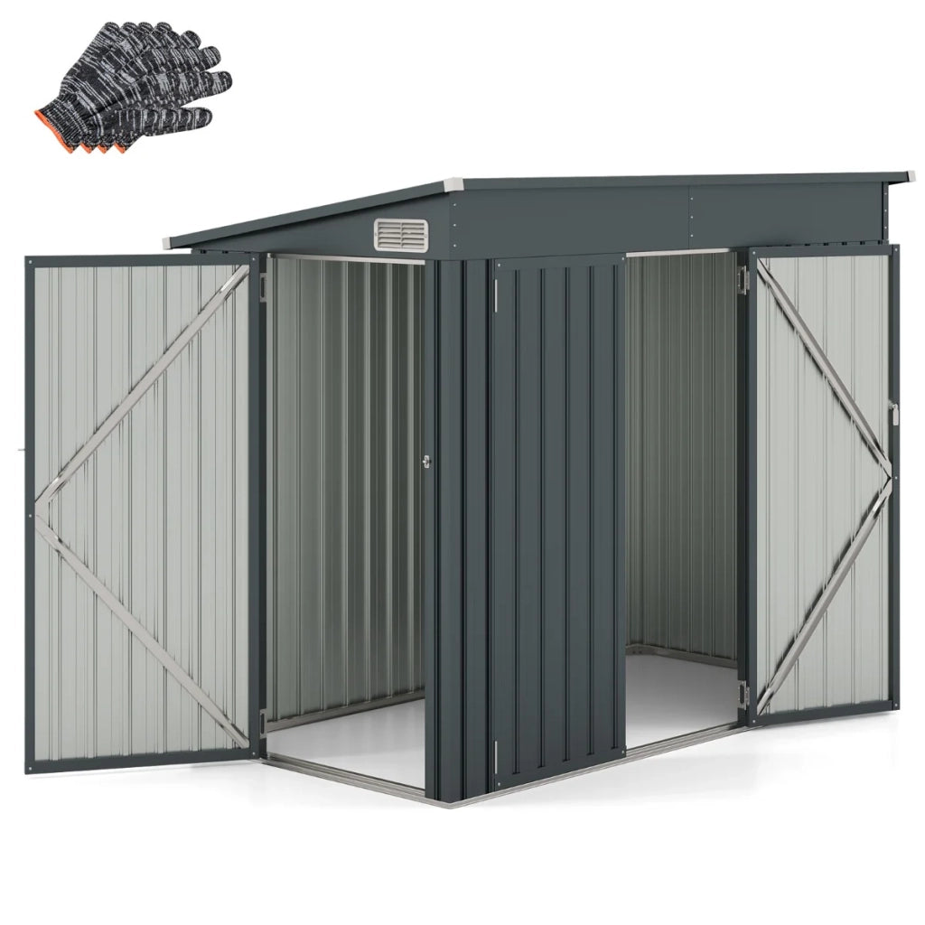Casetta da giardino in metallo zincato 235 x 117 x 185 cm antivento e impermeabile design moderno in grigio scuro 20_0010003