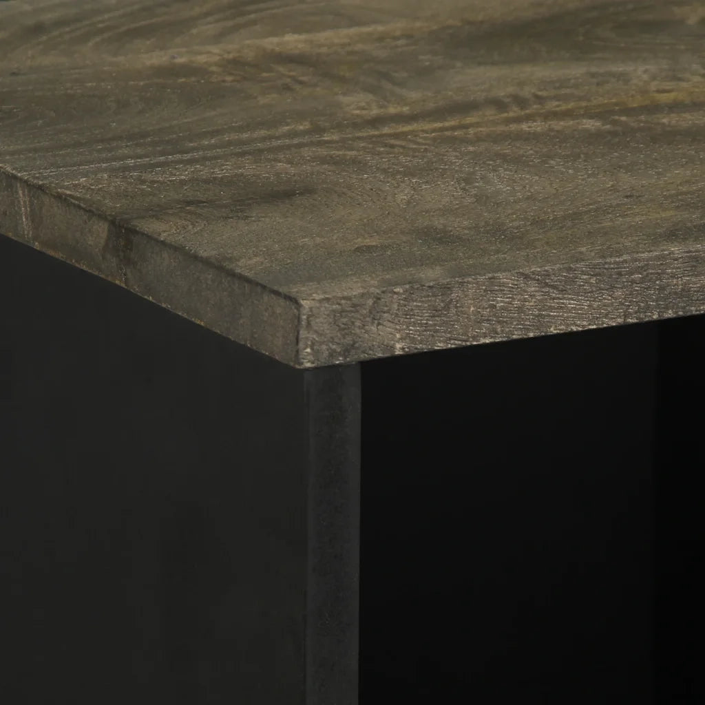 Credenza | Madia | Buffet da pranzo | Armadio da pranzo Nera 80x33x75 cm in Legno Massello di Mango