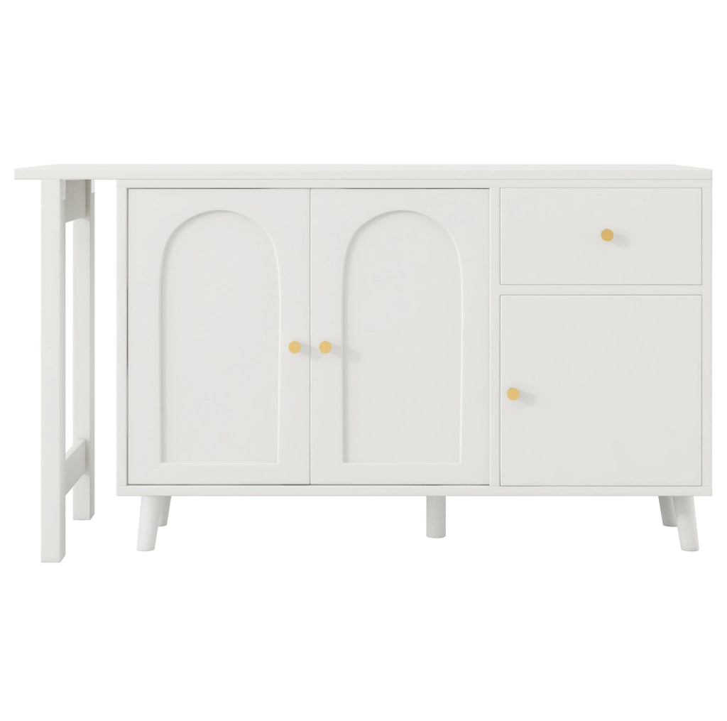 Scrivania 2 in 1 con sideboard girevole 360° bianca