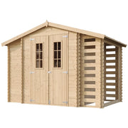 TIMBELA M389C+M389G Casetta da Giardino in Legno CON PAVIMENTO TRATTATO - 3,53 + 0,97+0,97 m2