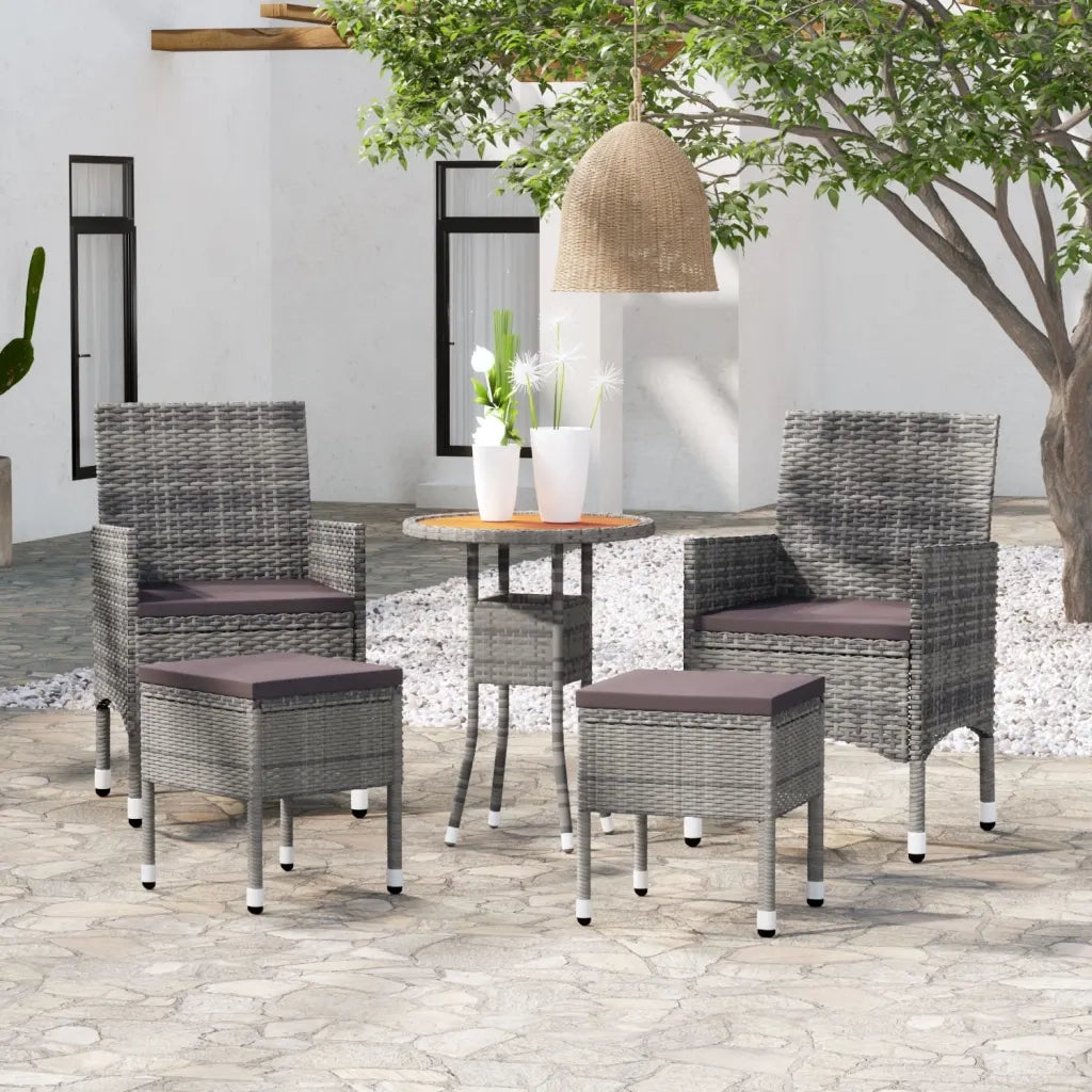 Set Divani da Giardino 5 pz | Set Salotto da Giardino in Polyrattan Grigio