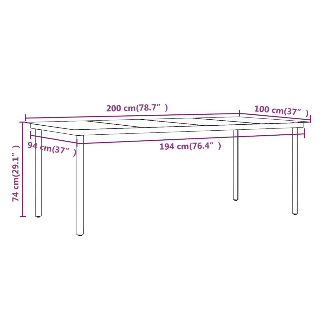 Set da Pranzo da Giardino 7 pz e Cuscini in Polyrattan e Vetro cod mxl 38790