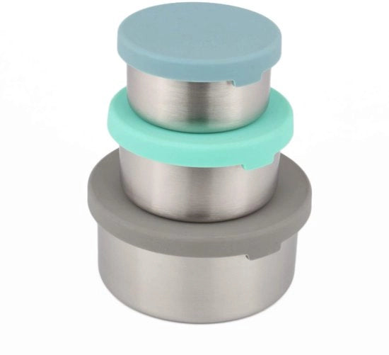Set di contenitori per alimenti in acciaio inossidabile, coperchi in silicone ermetici, scatola per pranzo, contenitori per cucina, set di 3 per scuola o ufficio