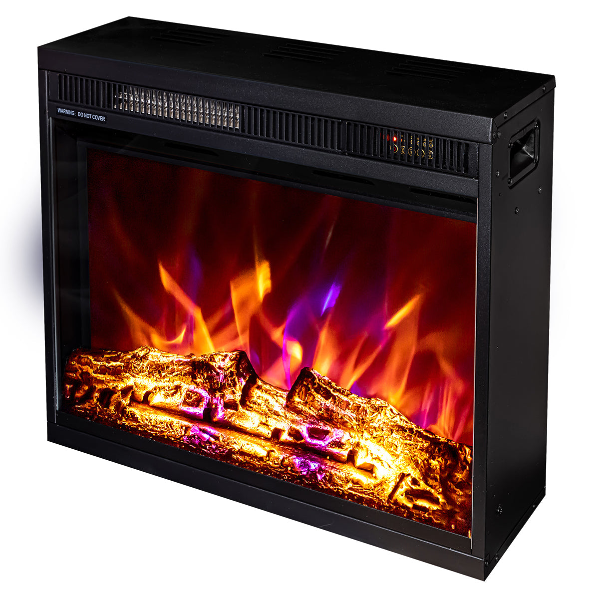 Camino Elettrico da Incasso 47x58,4x18 cm Effetto Fiamma 1500W Lorance Nero