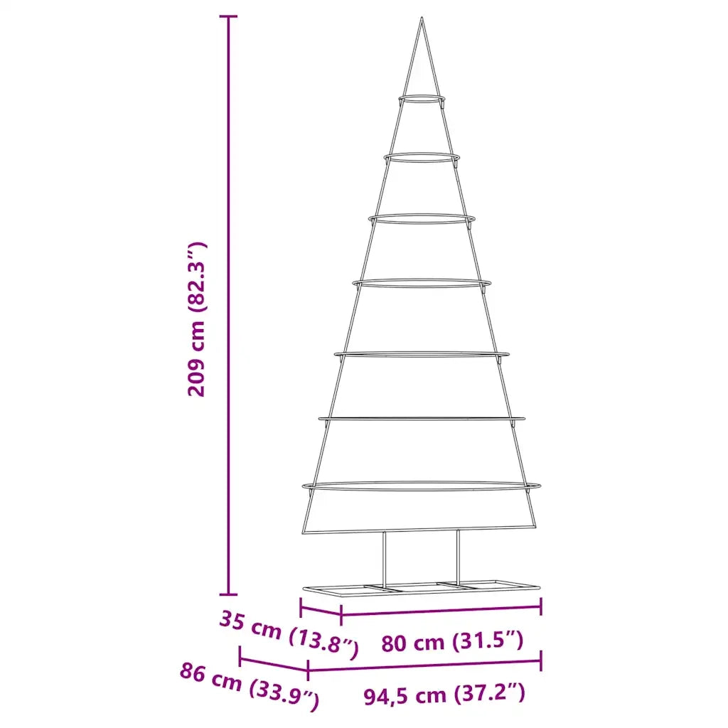 Albero di Natale | Decorazioni natalizie in metallo con supporto Oro 209 cm