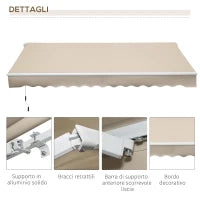 Tenda da Sole per Esterno a Bracci Avvolgibile con Apertura a Manovella, 360x250 cm, Crema