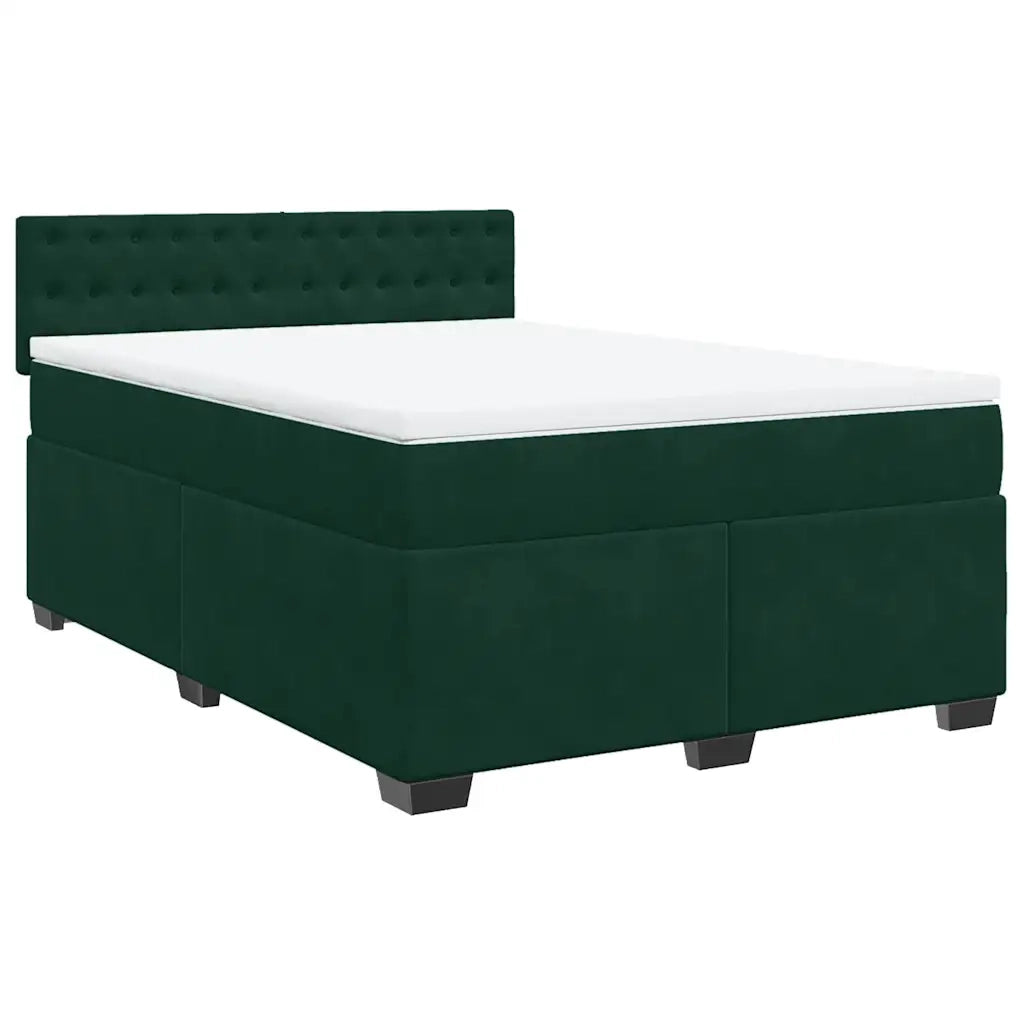 Giroletto a Molle con Materasso Verde Scuro 140x200 cm Velluto