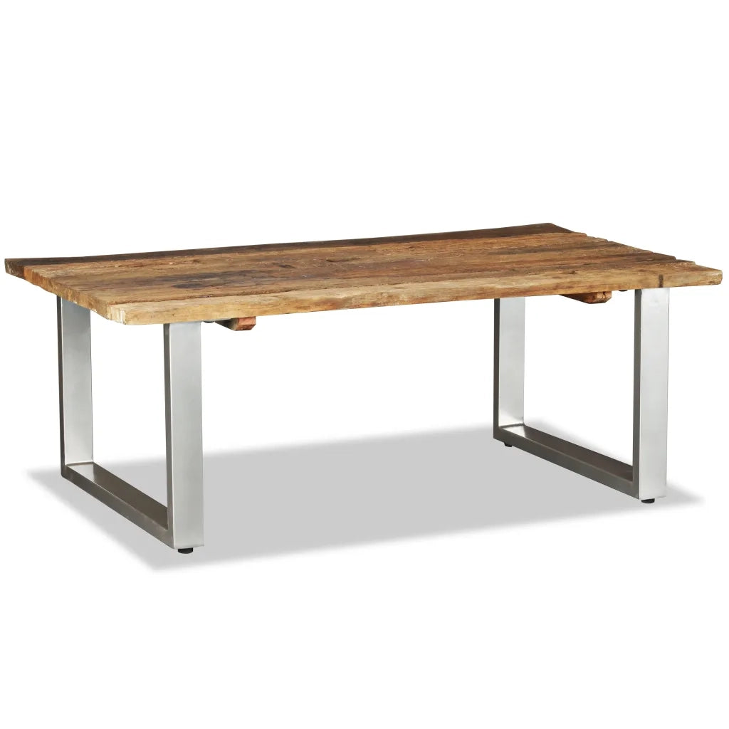 Tavolino da CaffÃ¨ in Legno Massello Recuperato 100x60x38 cm cod mxl 6106