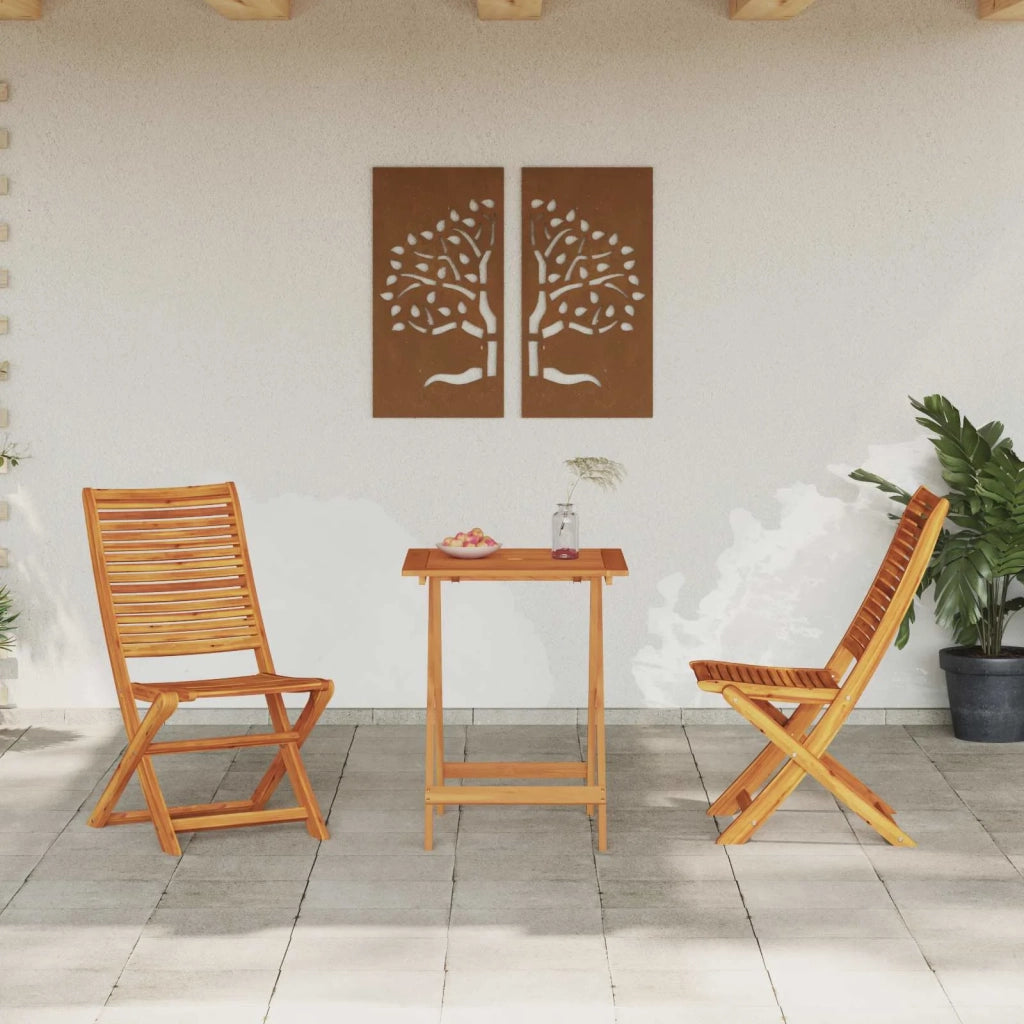 Set Bistro Pieghevole 3 pcs Marrone Legno di Acacia Massello