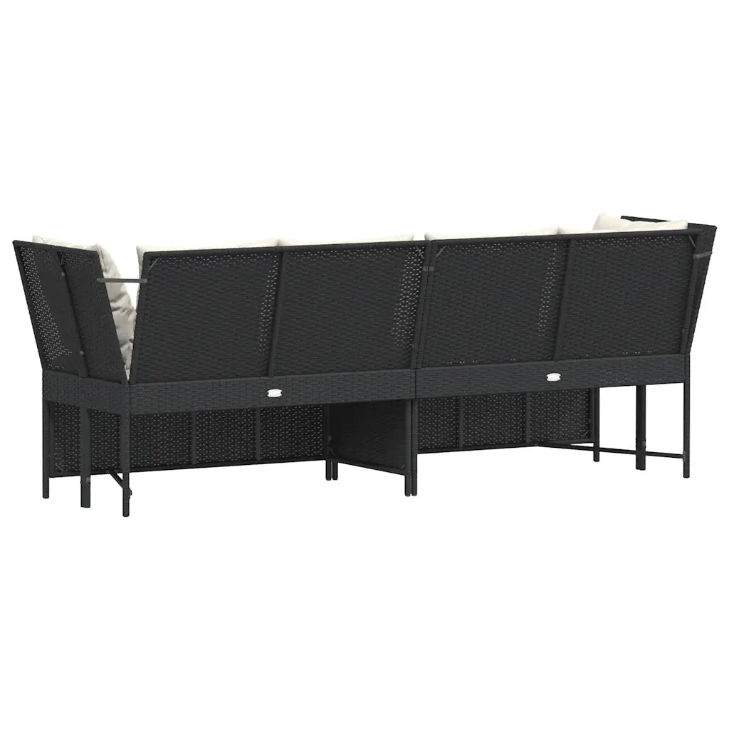 vidaXL Divano da Giardino con Cuscini in Polyrattan Nero