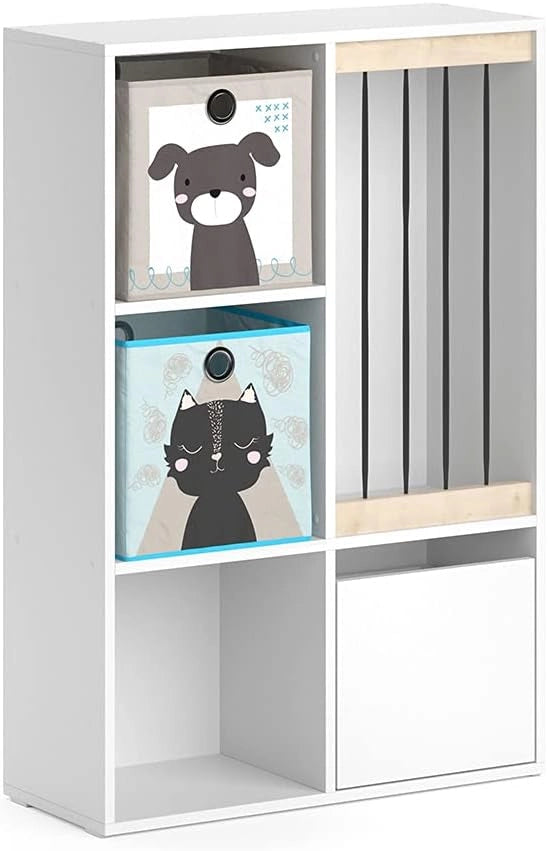 Libreria bambini Luigi, Bianco, 29.2 x 107.8 cm, combinabile per riporre giocattoli e libri