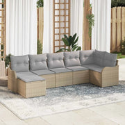 Set Divano da Giardino 7 pcs Beige polyrattan 3345790