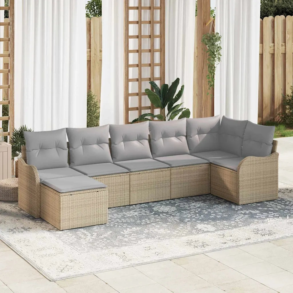 Set Divano da Giardino 7 pcs Beige polyrattan 3345790