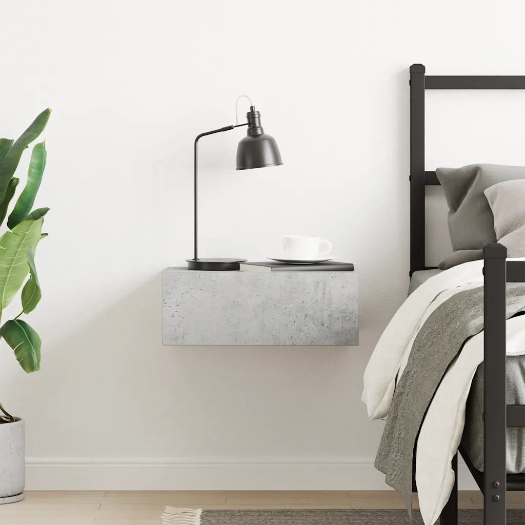 Comodino Pensile Grigio Cemento 40x30x15 cm Truciolato cod mxl 31087