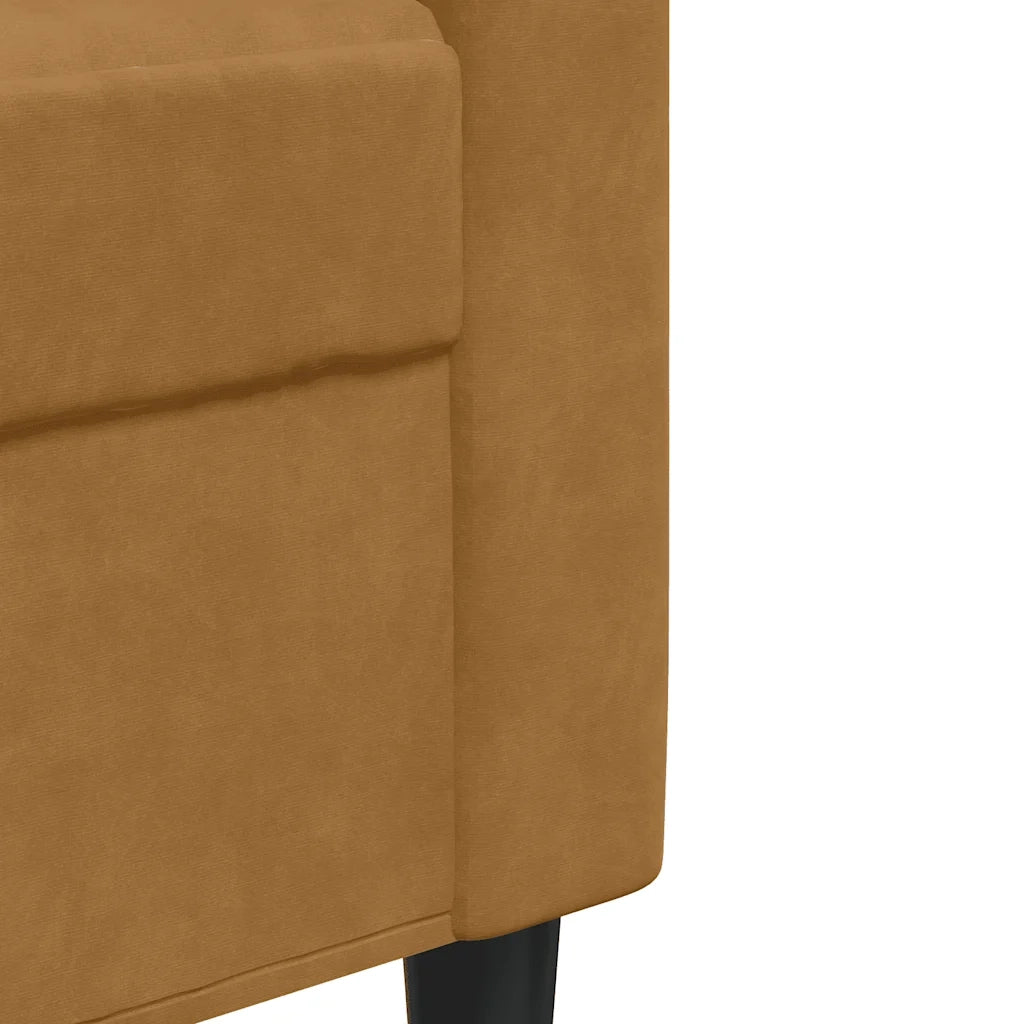Set di Divani 3 pz con Cuscini Marrone in Velluto