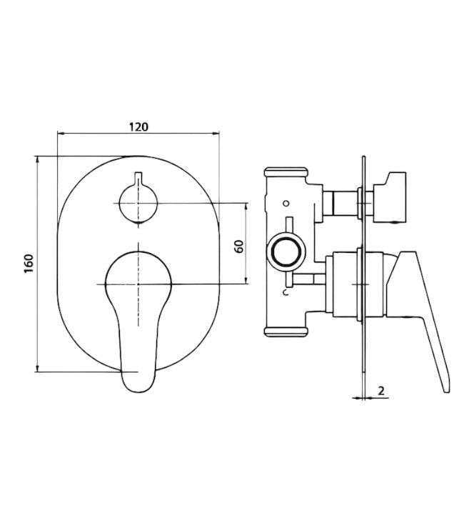 Miscelatore doccia incasso con deviatore completo