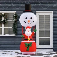 Babbo Natale Gonfiabile su Mongolfiera, Decorazione Natalizia da Esterno con Luci LED - Multicolore
