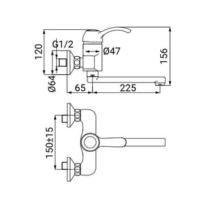 Miscelatore lavello a parete finitura ottone antico - serie Oxford