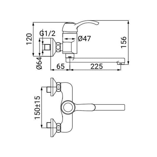 Miscelatore lavello a parete finitura ottone antico - serie Oxford