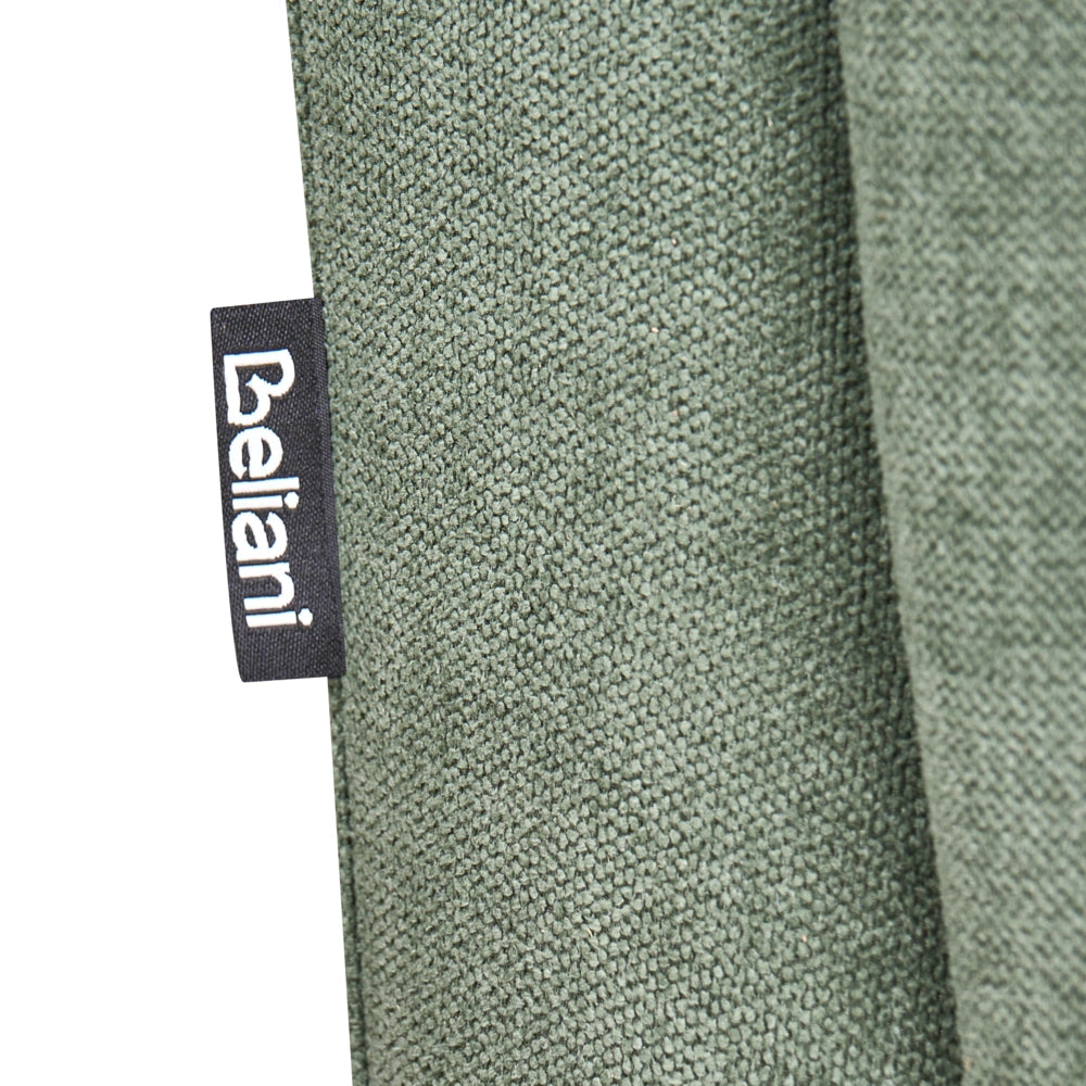Pouf rettangolare in tessuto color verde, stile retrò, per soggiorno, con gambe in legno