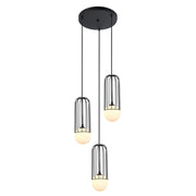Lampadario Italux Simon nero 3 luci G9 vetro bianco