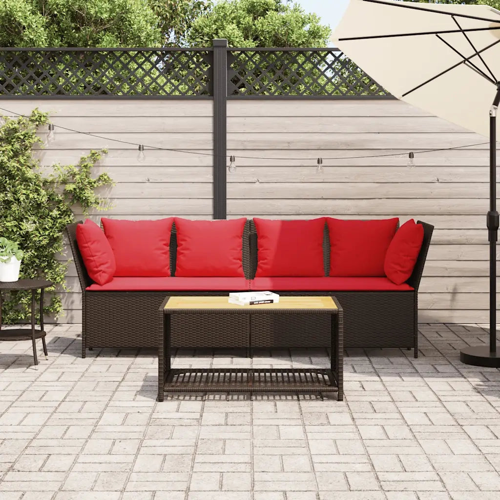 Divano da Giardino con Cuscini-Sofa da Giardino-Divano da esterno in Polyrattan Marrone 475377