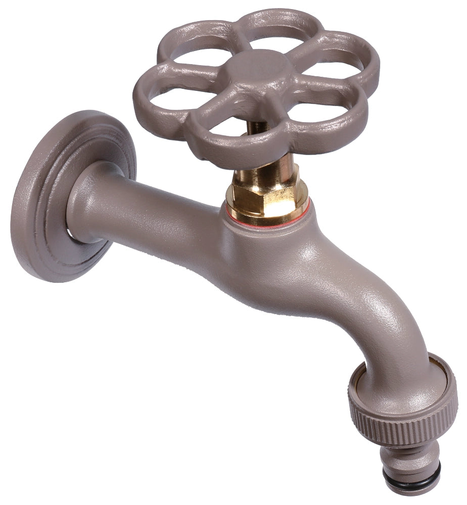 Rubinetto colorato in ottone con manopola a fiore Belfer Ø24mm Colore: Tortora