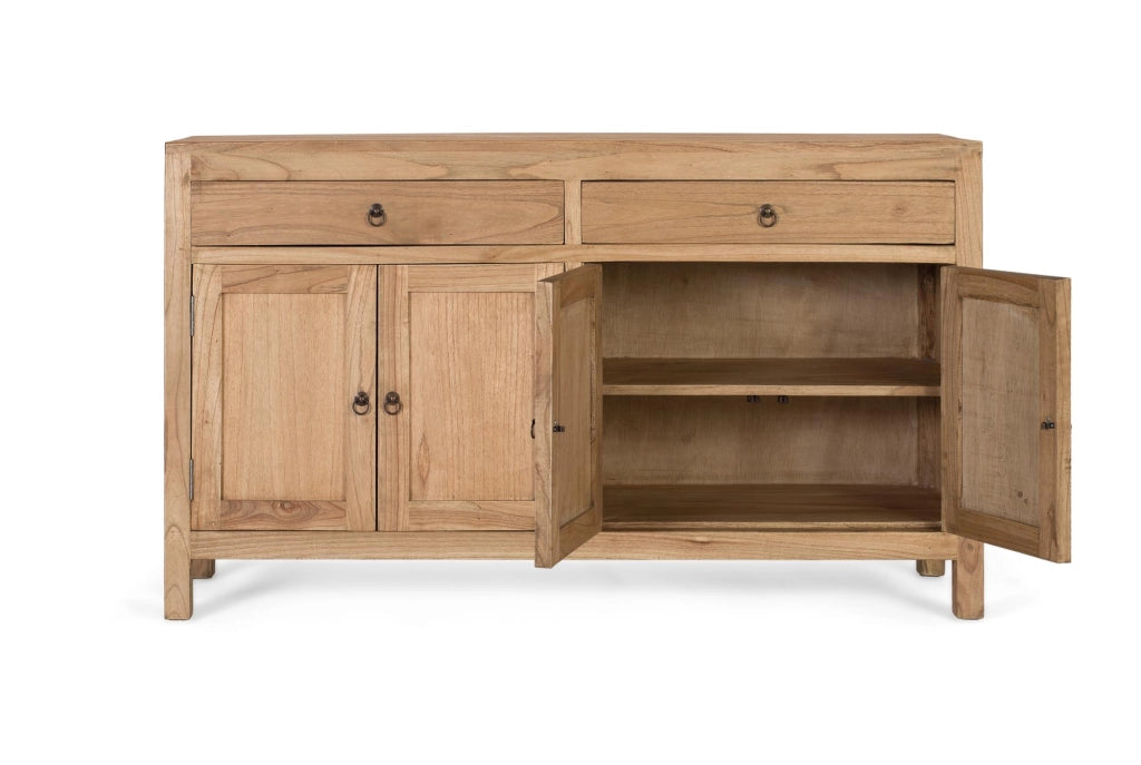 Credenza in legno massello di mindi realizzata a mano