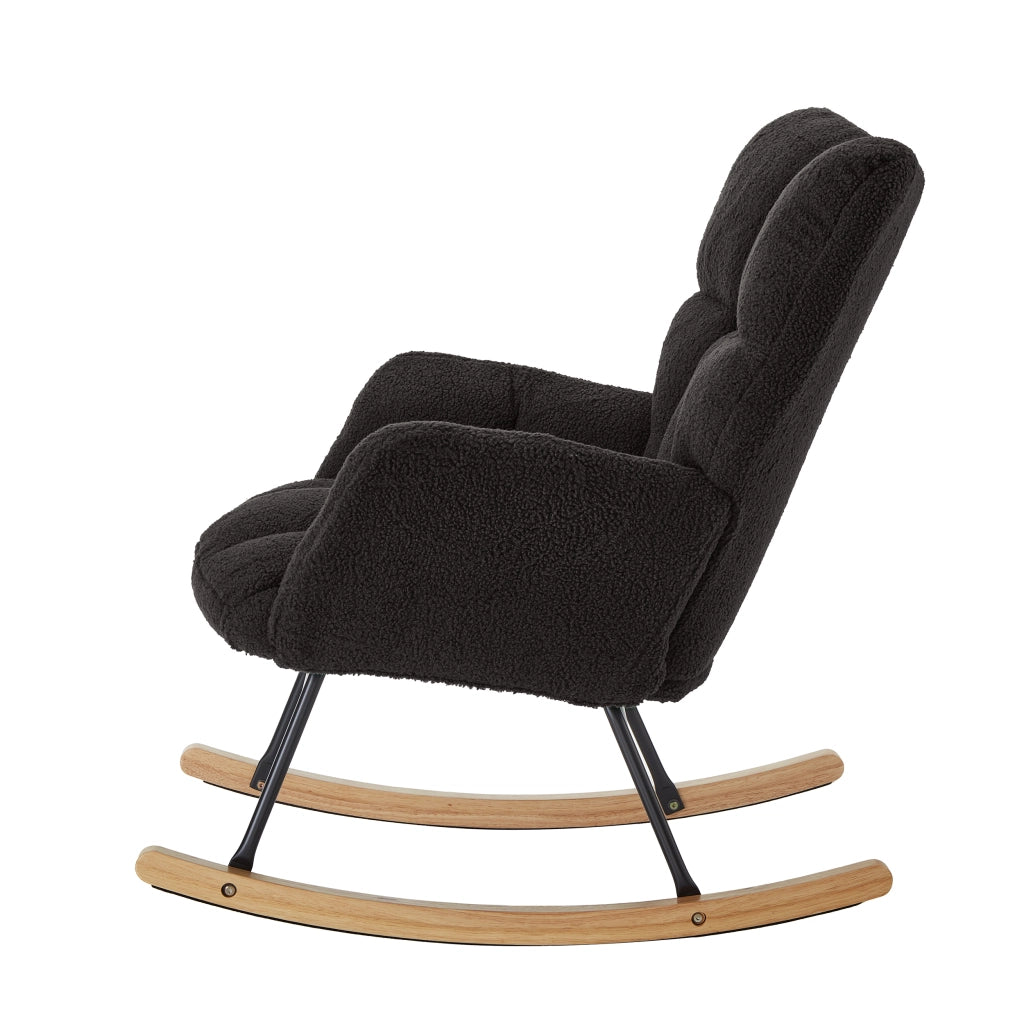 Poltrona a Dondolo ¨C MINIMAL ¨C Legno e Metallo, Design Scandinavo, 69x89x101 cm