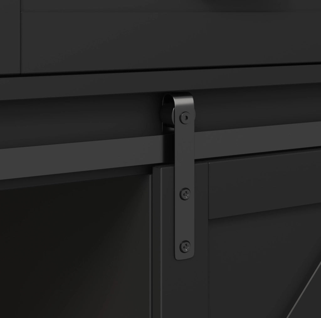 Isola cucina con piano ribaltabile e 2 ante scorrevoli; 120x45(70)x91 cm; nero; MDF