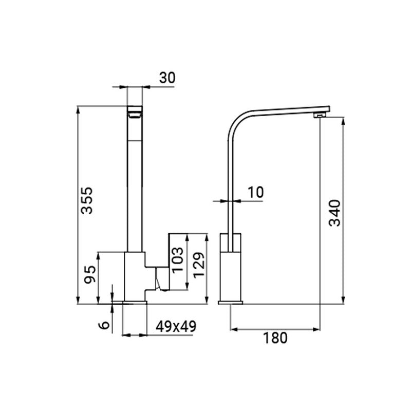 Miscelatore per lavello bocca alta girevole acciaio spazzolato con risparmio ac qua - serie Texas