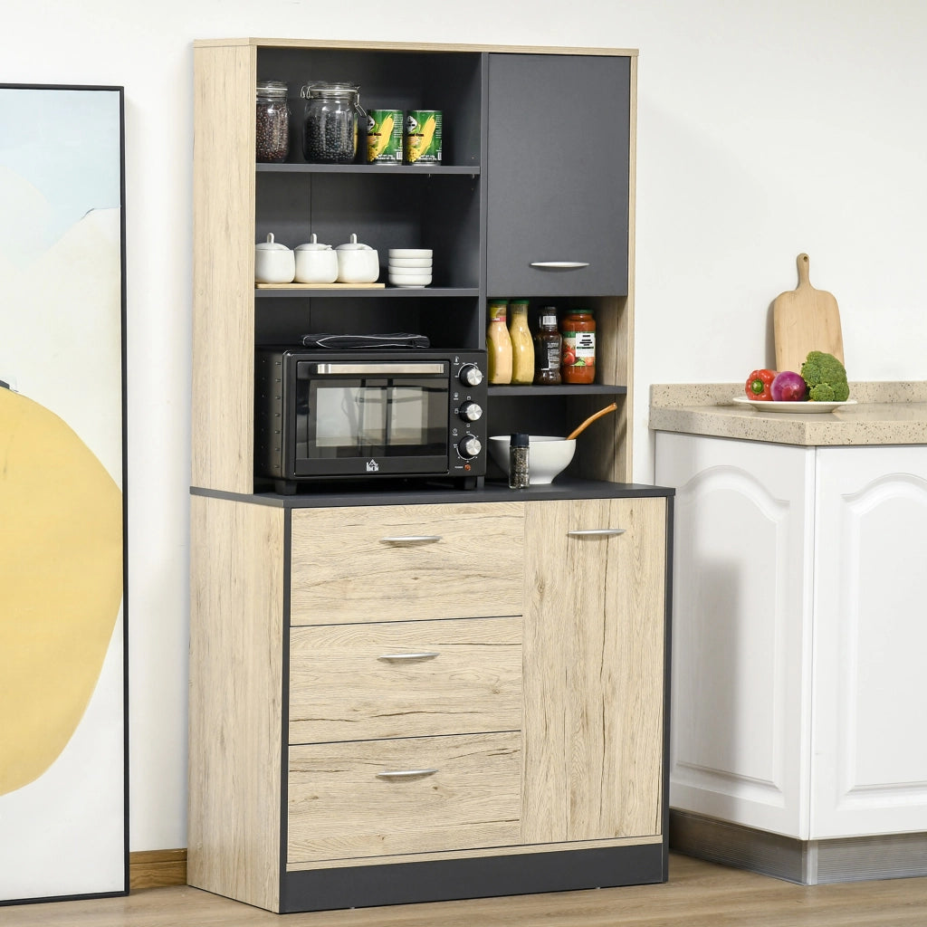 Credenza Cucina Moderna ¨C zephmum ¨C Grigio Rovere Chiaro Legno 90x39x169cm