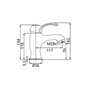 Miscelatore lavabo cromato stile vintage - serie Oxford