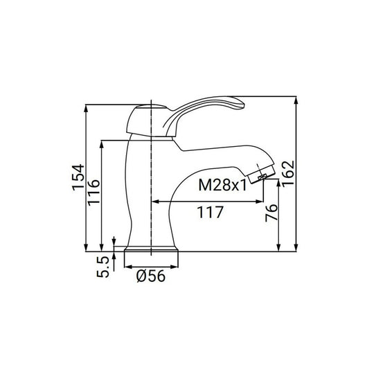 Miscelatore lavabo cromato stile vintage - serie Oxford