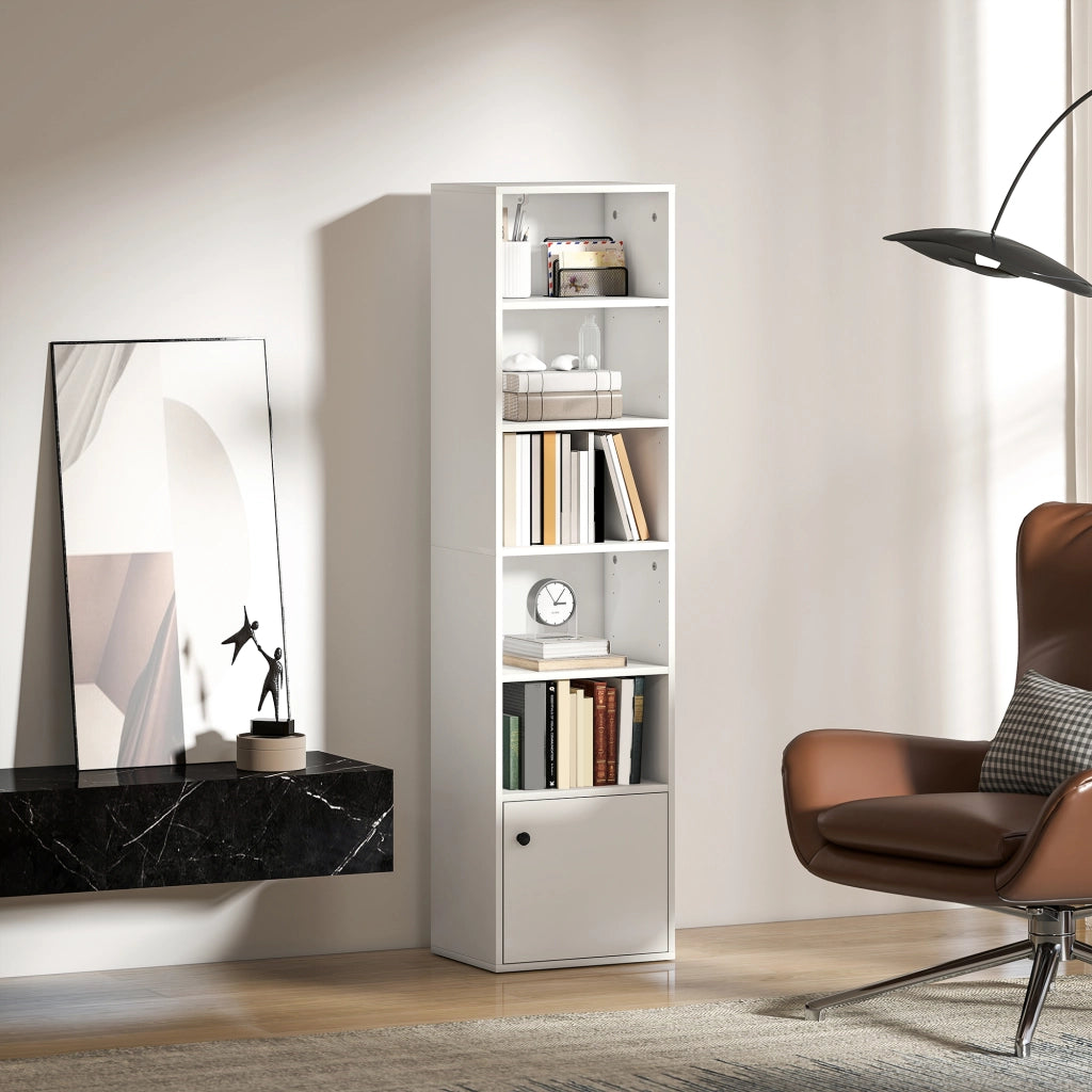 Libreria 6 ripiani con ante e scaffali regolabili ¨C Xylo ¨C Bianco 40x30x156 cm
