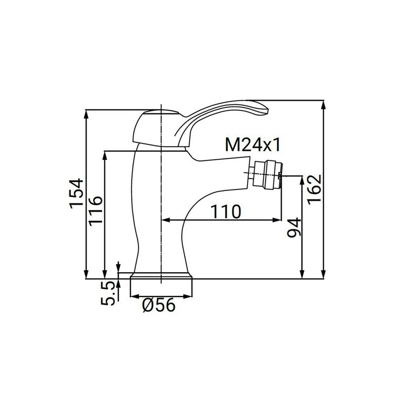 Miscelatore bidet cromato stile vintage - serie Oxford