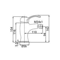 Miscelatore bidet cromato stile vintage - serie Oxford