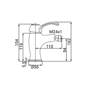 Miscelatore bidet cromato stile vintage - serie Oxford