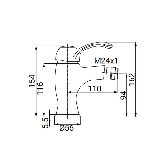 Miscelatore bidet cromato stile vintage - serie Oxford
