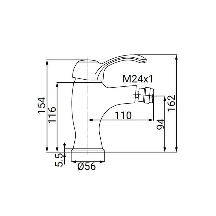 Miscelatore bidet cromato stile vintage - serie Oxford