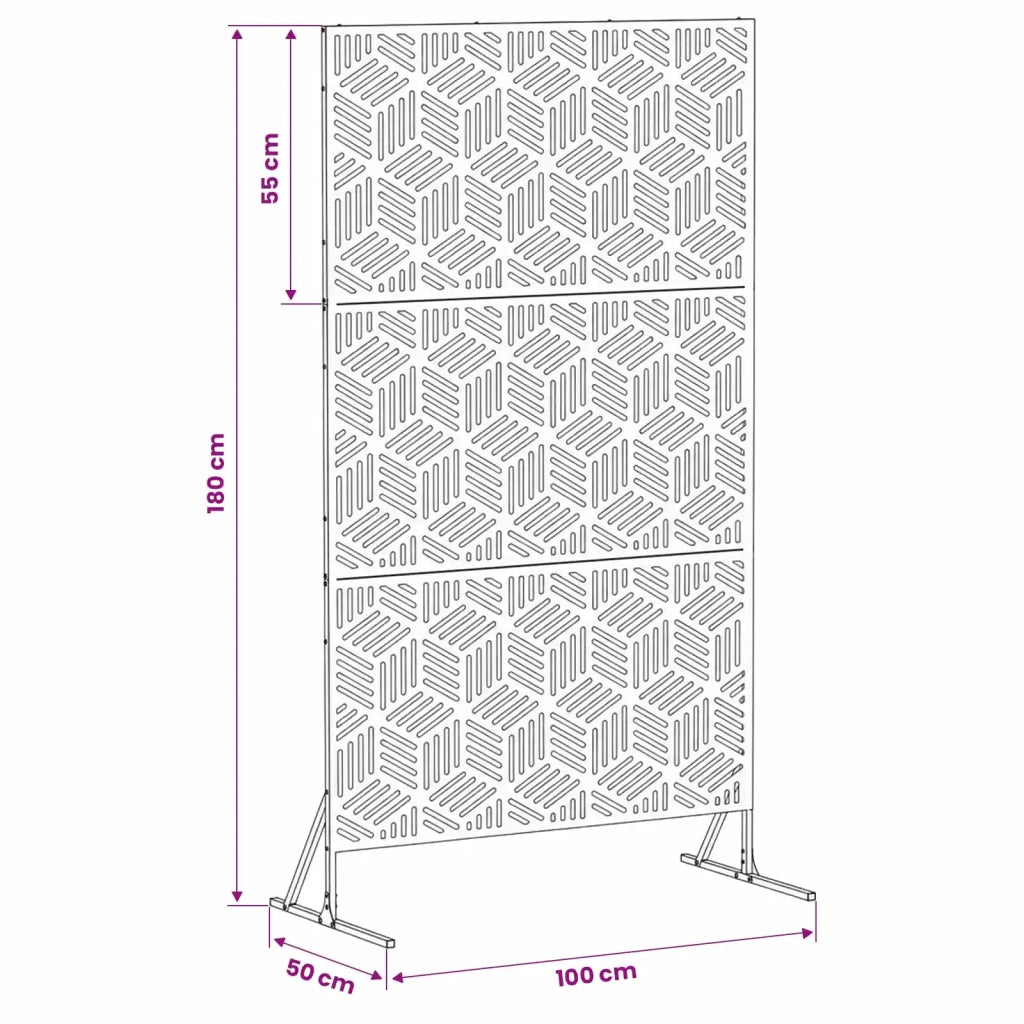 Schermo per Privacy 100 x 50 x 180 cm Acciaio Nero 8013412