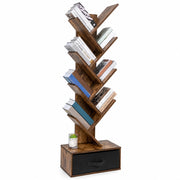 Libreria Design Moderno Industriale Scaffale 10 Ripiani con Cassetto Tessuto