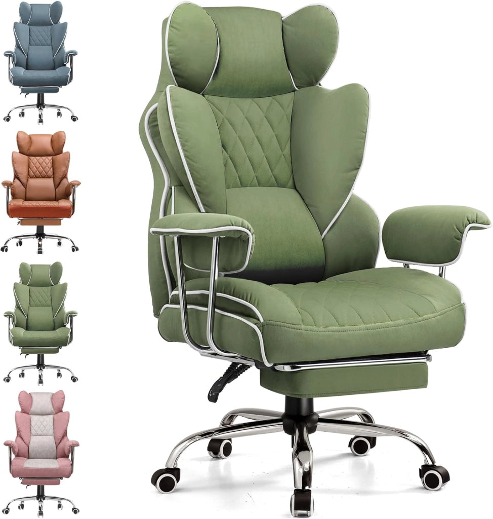 Sedia da gioco, sedia da ufficio con supporto lombare a molla tascabile, ergonomica e confortevole, ampia poltrona da ufficio con braccioli morbidi e poggiapiedi fissati verso l'esterno
