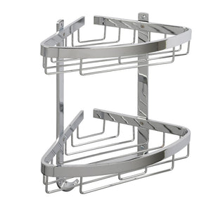 Mensola doccia ad angolo con due ripiani cromata - serie Trend