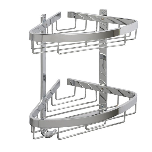 Mensola doccia ad angolo con due ripiani cromata - serie Trend