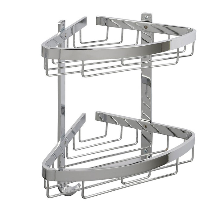 Mensola doccia ad angolo con due ripiani cromata - serie Trend