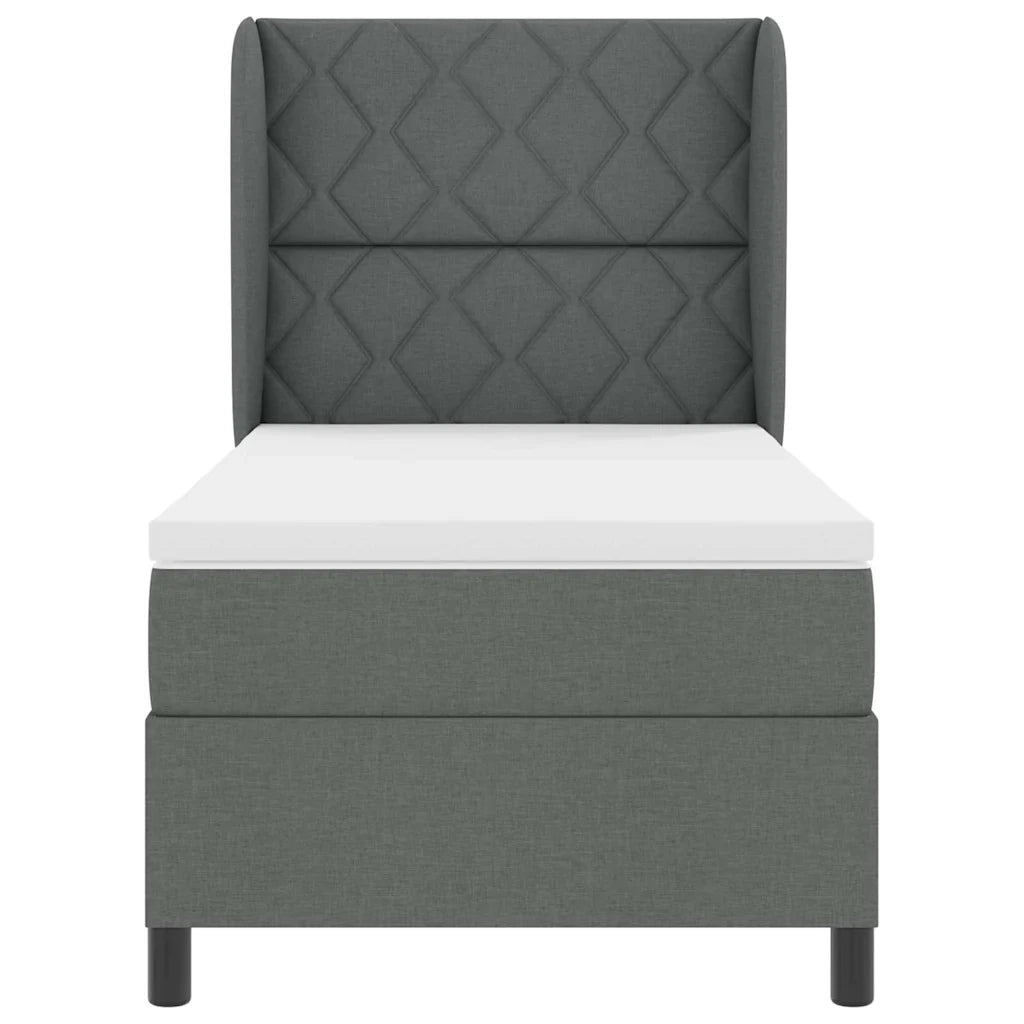 Letto a molle con testiera Grigio scuro 90 x 200 cm Tessuto 3340607