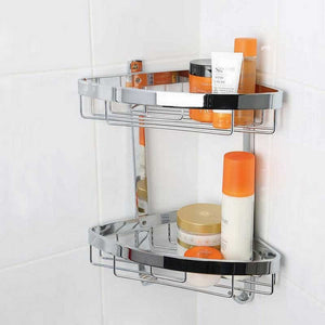 Mensola doccia ad angolo con due ripiani cromata - serie Trend